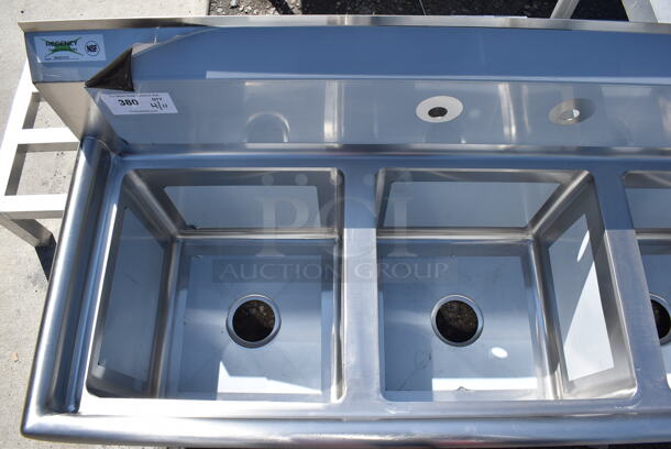 BRAND NEW SCRATCH AND DENT! Regency 600s31515 Stainless Steel Commercial 16 Gauge 3 Bay Sink. No Legs. 54x20x23. Bays 14x14x12 - Image 6 of 6