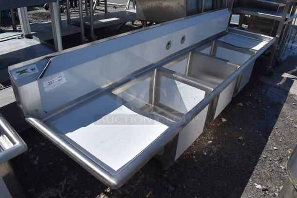 BRAND NEW SCRATCH AND DENT! Regency 600S31717218 Stainless Steel Commercial 16 Gauge 3 Bay Sink. No Legs. 92x22x26. Bays 18x16x13 - Image 1 of 6