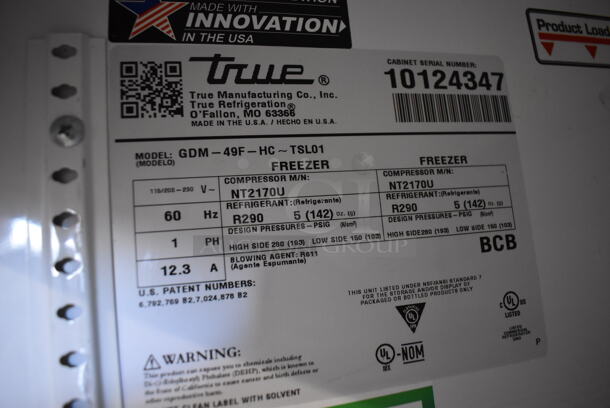 2021 True GDM-49F-HC Metal Commercial 2 Door Reach In Freezer Merchandiser. 115/208-230 Volts, 1 Phase. 54x31.5x78 - Image 4 of 6