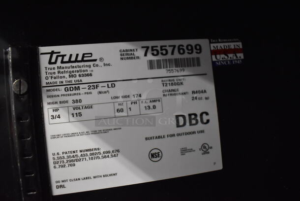 2012 True GDM-23F-LD Metal Commercial Single Door Reach In Freezer Merchandiser. 115 Volts, 1 Phase. 27x31x78. Tested and Powers On But Does Not Get Cold - Image 5 of 5
