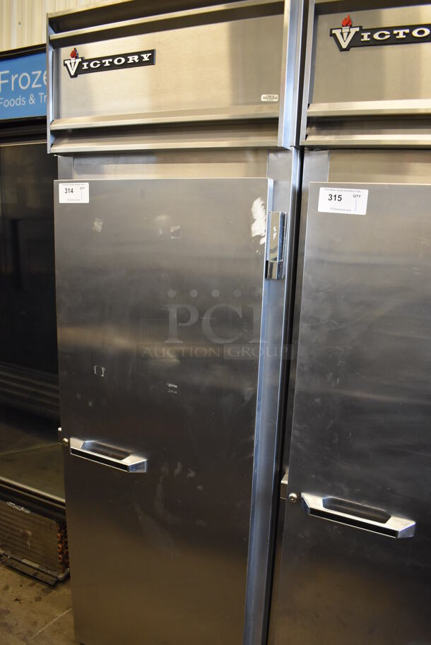 Victory RS-1D-S7-PT Stainless Steel Commercial Single Door Reach In Pass Through Cooler. 115 Volts, 1 Phase. 27x35x78. Tested and Powers On But Does Not Get Cold