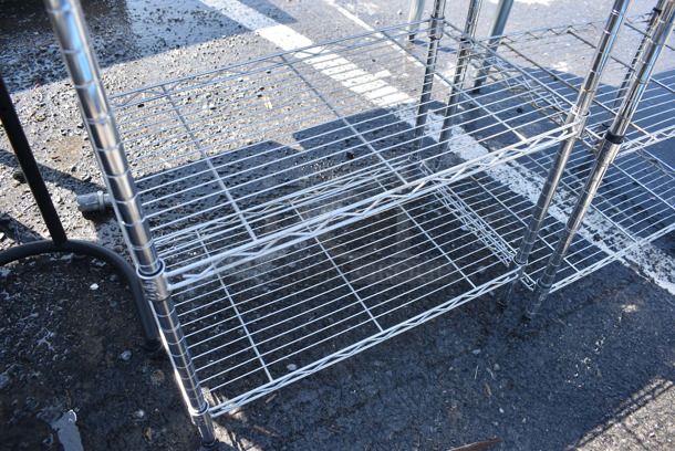 Chrome Finish 3 Tier Wire Shelving Unit. BUYER MUST DISMANTLE. PCI CANNOT DISMANTLE FOR SHIPPING. PLEASE CONSIDER FREIGHT CHARGES. 23x13x31 - Image 3 of 3