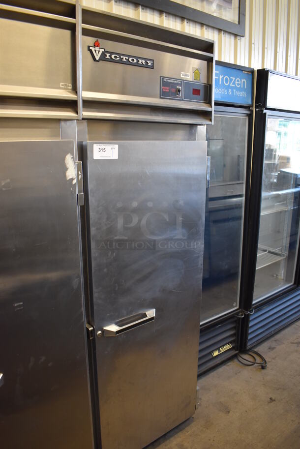 Victory RS-1D-S7 Stainless Steel Commercial Single Door Reach In Cooler. 115 Volts, 1 Phase. 27x35x78. Tested and Powers On But Does Not Get Cold - Image 1 of 6