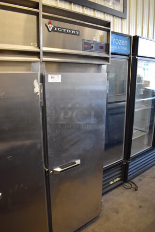 Victory RS-1D-S7 Stainless Steel Commercial Single Door Reach In Cooler. 115 Volts, 1 Phase. 27x35x78. Tested and Powers On But Does Not Get Cold
