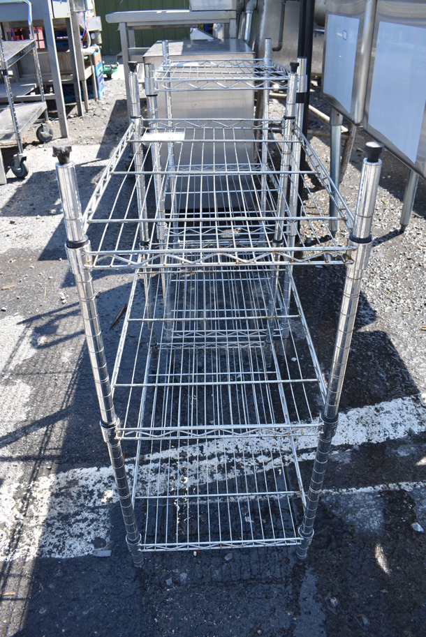 Chrome Finish 3 Tier Wire Shelving Unit. BUYER MUST DISMANTLE. PCI CANNOT DISMANTLE FOR SHIPPING. PLEASE CONSIDER FREIGHT CHARGES. 23x13x31 - Image 2 of 3