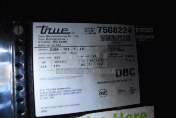 2012 True GDM-19T-F-LD Metal Commercial Single Door Reach In Freezer Merchandiser. 115 Volts, 1 Phase. 27x31x78. Tested and Working! - Image 4 of 4