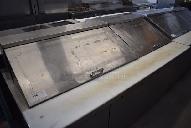 2017 True TSSU-72-30M-B-ST Stainless Steel Commercial Sandwich Salad Prep Table Bain Marie Mega Top on Commercial Casters. 115 Volts, 1 Phase. 72x34x43. Tested and Powers On But Does Not Get Cold - Image 2 of 10