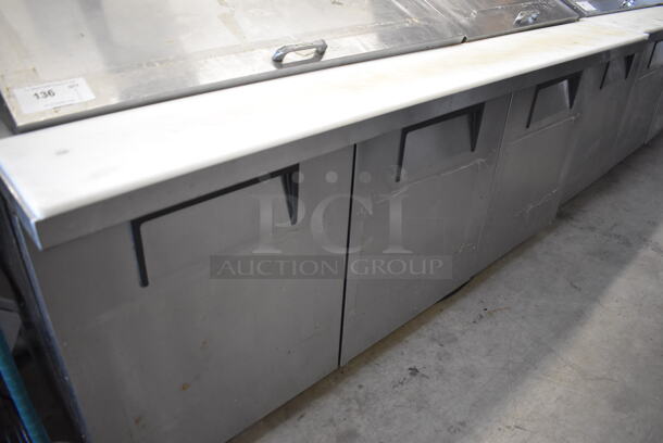 2017 True TSSU-72-30M-B-ST Stainless Steel Commercial Sandwich Salad Prep Table Bain Marie Mega Top on Commercial Casters. 115 Volts, 1 Phase. 72x34x43. Tested and Powers On But Does Not Get Cold - Image 3 of 10