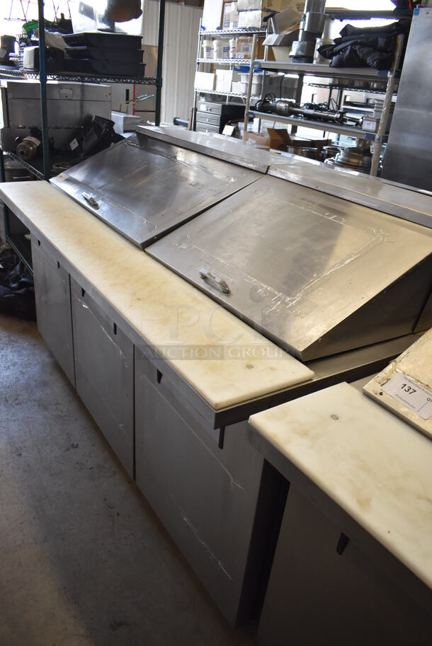 2017 True TSSU-72-30M-B-ST Stainless Steel Commercial Sandwich Salad Prep Table Bain Marie Mega Top on Commercial Casters. 115 Volts, 1 Phase. 72x34x43. Tested and Powers On But Does Not Get Cold - Image 10 of 10