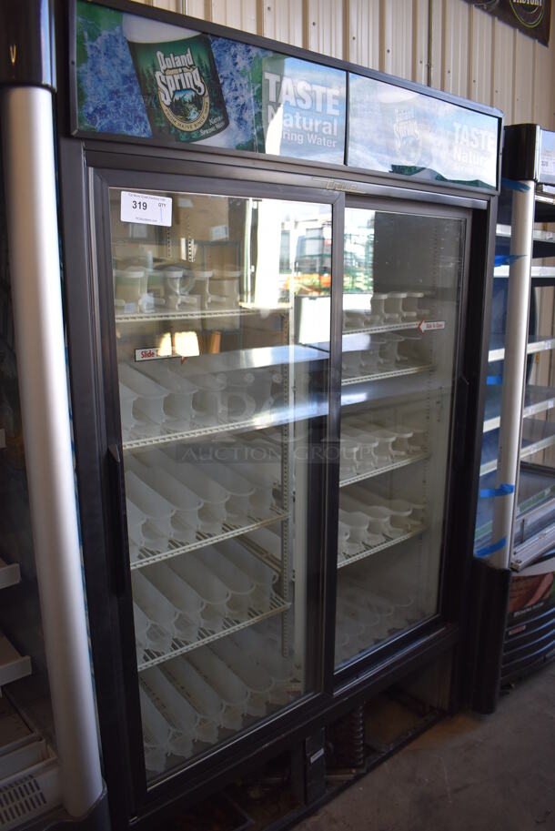 True GDM-45 Metal Commercial 2 Door Reach In Cooler Merchandiser w/ Poly Coated Racks. 115 Volts, 1 Phase. 51x30x78. Tested and Powers On But Does Not Get Cold - Image 2 of 5