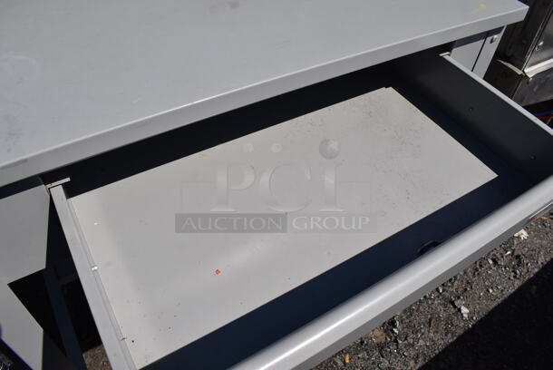 Gray Metal Table w/ Drawer. 34.5x30.5x47 - Image 4 of 4