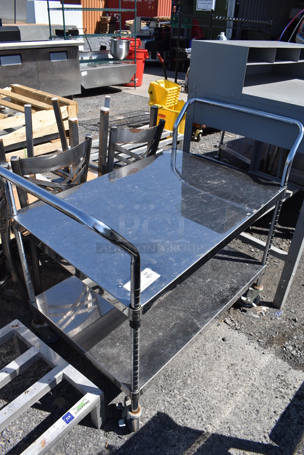 Metal 2 Tier Cart on Commercial Casters. 44x25x37