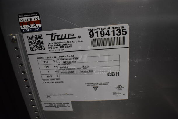 2017 True TSSU-72-30M-B-ST Stainless Steel Commercial Sandwich Salad Prep Table Bain Marie Mega Top on Commercial Casters. 115 Volts, 1 Phase. 72x34x43. Tested and Working! - Image 5 of 10