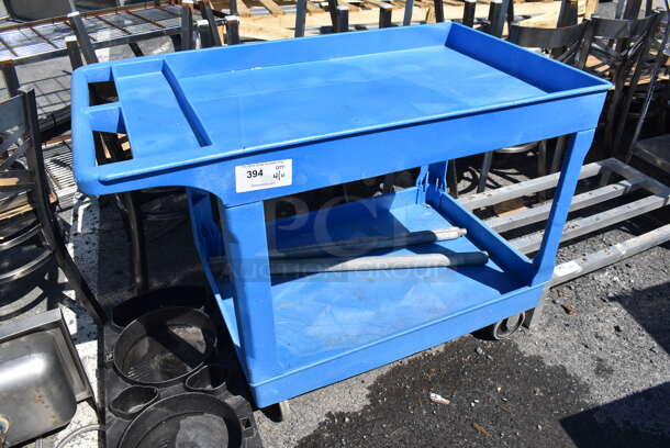 Blue Poly 2 Tier Cart on Commercial Casters. 45x26x33