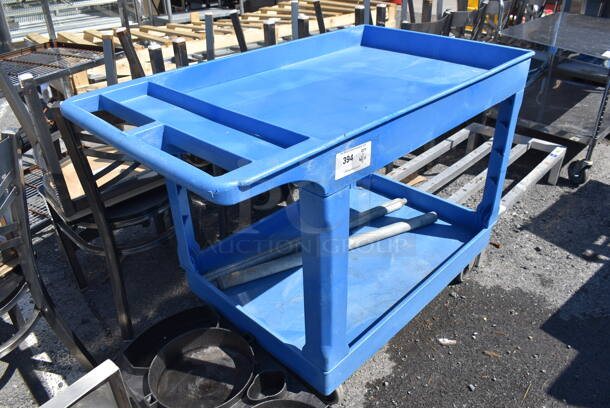 Blue Poly 2 Tier Cart on Commercial Casters. 45x26x33 - Image 2 of 3