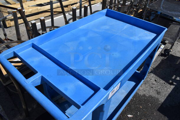 Blue Poly 2 Tier Cart on Commercial Casters. 45x26x33 - Image 3 of 3