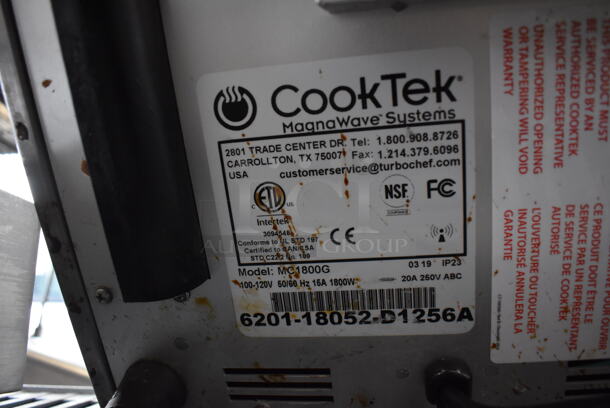 2019 CookTek MC1800G Stainless Steel Commercial Countertop Electric Powered Single Burner Induction Range. 120 Volts, 1 Phase. 14x19x7 - Image 5 of 6