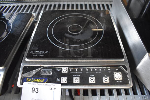 2014 Sir Lawrence SLIN1800 Stainless Steel Commercial Countertop Electric Powered Single Burner Induction Range. 120 Volts, 1 Phase. 14x12x3