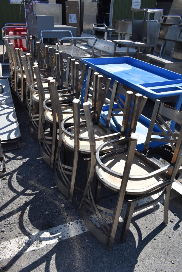 4 Gray Metal Dining Height Chairs w/ Black Seat. Stock Picture - Cosmetic Condition May Vary. 16x18x32. 4 Times Your Bid! - Image 5 of 5