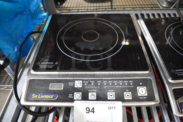 2014 Sir Lawrence SLIN1800 Stainless Steel Commercial Countertop Electric Powered Single Burner Induction Range. 120 Volts, 1 Phase. 14x12x3