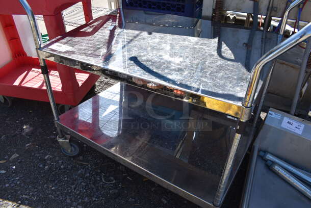 Metal 2 Tier Cart on Commercial Casters. 44x24x37 - Image 3 of 4