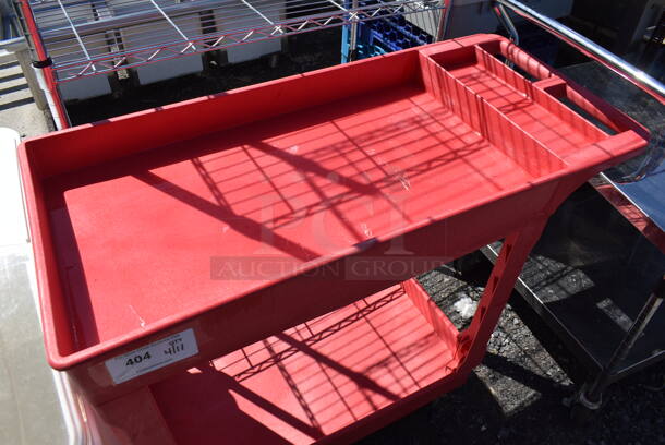 Red Poly 2 Tier Cart on Commercial Casters. 39x17x33 - Image 2 of 3