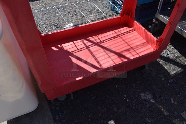 Red Poly 2 Tier Cart on Commercial Casters. 39x17x33 - Image 3 of 3