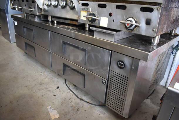 2017 True TRCB-82-86 Stainless Steel Commercial 4 Drawer Chef Base on Commercial Casters. 115 Volts, 1 Phase. 86.5x32x25. Tested and Working! - Image 2 of 5