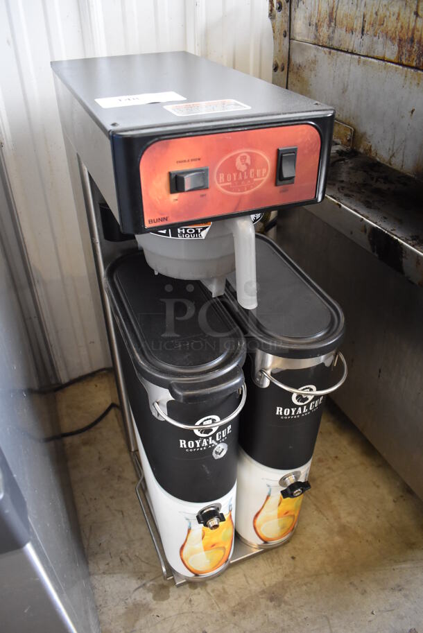 2016 Bunn TB3 Stainless Steel Commercial Countertop Iced Tea Machine w/ 2 Metal Beverage Holder Dispensers and Poly Brew Basket. 120 Volts, 1 Phase. 13x26x33 - Image 3 of 4