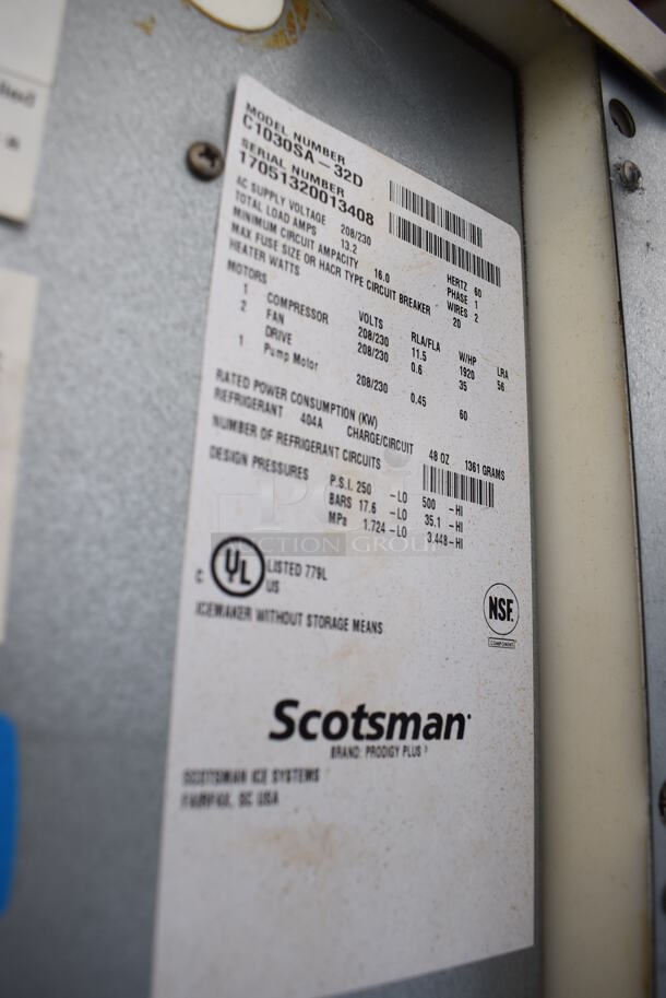 Scotsman C1030SA-32D Stainless Steel Commercial Ice Head on Scotsman B530S Stainless Steel Ice Bin. 208/230 Volts, 1 Phase. 32x32x74.5 - Image 7 of 7