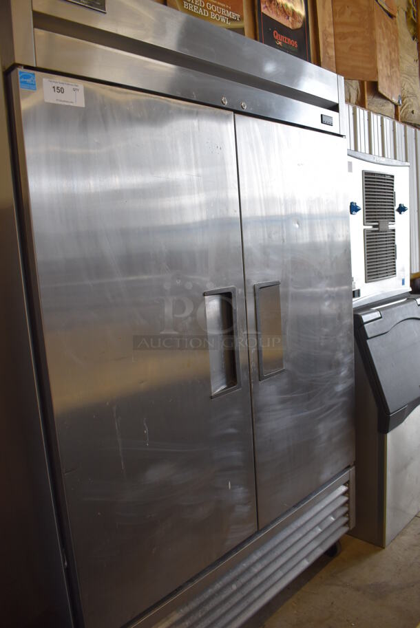 2017 True T-49F-HC ENERGY STAR Stainless Steel Commercial 2 Door Reach In Freezer w/ Poly Coated Racks on Commercial Casters. 115 Volts, 1 Phase. 54x30x83. Tested and Working! - Image 2 of 5