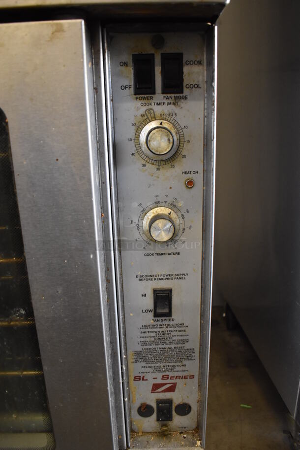 2 Southbend SL Series Stainless Steel Commercial Full Size Natural Gas Powered Convection Ovens w/ View Through Doors, Metal Oven Racks and Thermostatic Controls on Commercial Casters. 40x30.5x59. 2 Times Your Bid! - Image 4 of 6