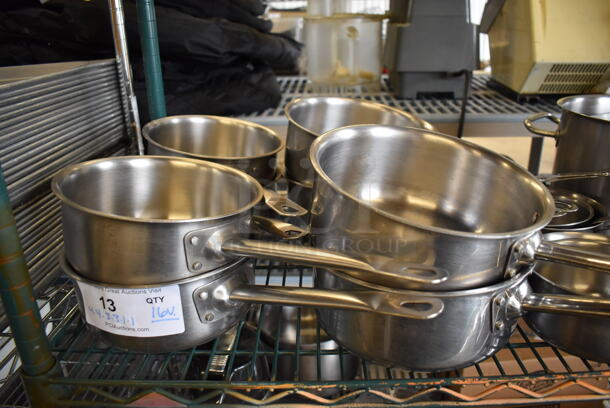 16 Various Metal Items; 15 Sauce Pans and 1 Stock Pot. Includes 13x13x7. 16 Times Your Bid!  - Image 2 of 5