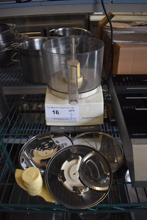 Cuisinart Metal Countertop Food Processor w/ S Blade and 3 Various Grating/Slicing Blades. 7x10x10. Tested and Does Not Power On - Image 1 of 5