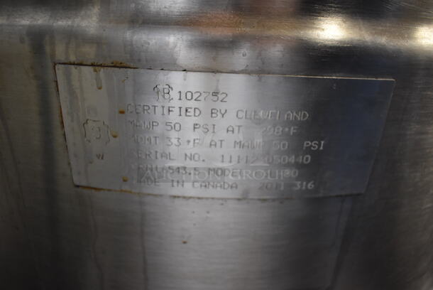 2011 Cleveland RGL-80 Stainless Steel Commercial Floor Style Natural Gas Powered 80 Gallon Steam Kettle. 40x42x48 - Image 7 of 7