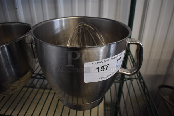 Stainless Steel Mixing Bowl w/ Whisk and Dough Hook Attachments. 11x9x9  - Image 1 of 3