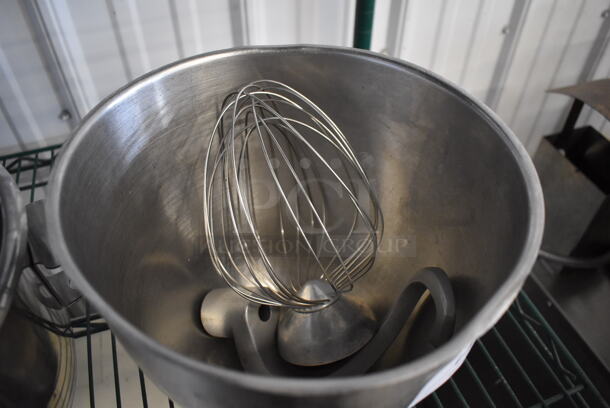 Stainless Steel Mixing Bowl w/ Whisk and Dough Hook Attachments. 11x9x9  - Image 2 of 3