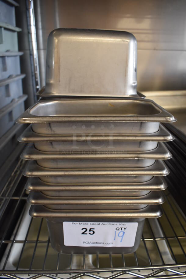 19 Stainless Steel 1/9 Size Drop In Bins. 1/9x4. 19 Times Your Bid!