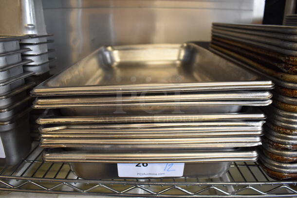 12 Stainless Steel Full Size Drop In Bins. 1/1x2. 12 Times Your Bid!