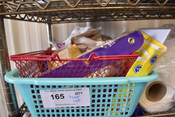 ALL ONE MONEY! Tier Lot of Various Items Including Plastic Bags Rolls and Poly Baskets - Image 2 of 4