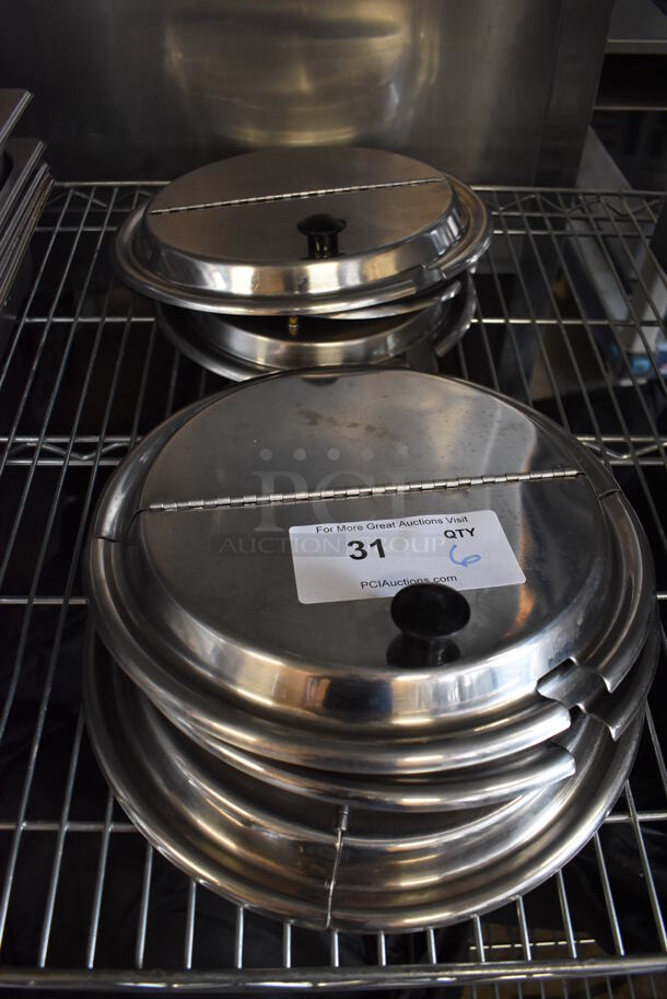 6 Metal Round Lids w/ Center Hinge. 11.5x11.5x2. 6 Times Your Bid! - Image 1 of 3