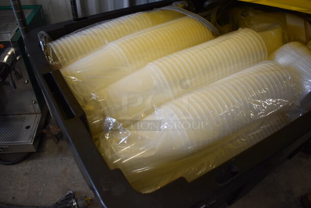 Black and Yellow Poly Bin w/ Plastic Containers. 37x21x25 - Image 2 of 3
