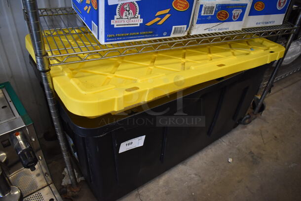 Black and Yellow Poly Bin w/ Plastic Containers. 37x21x25 - Image 3 of 3