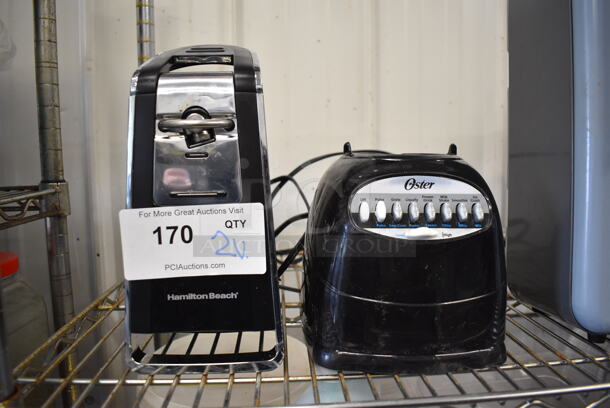 2 Various Items; Hamilton Beach Can Opener and Oster Blender Base. 5x5x10, 6x6x8. 2 Times Your Bid! Tested and Working! - Image 1 of 3