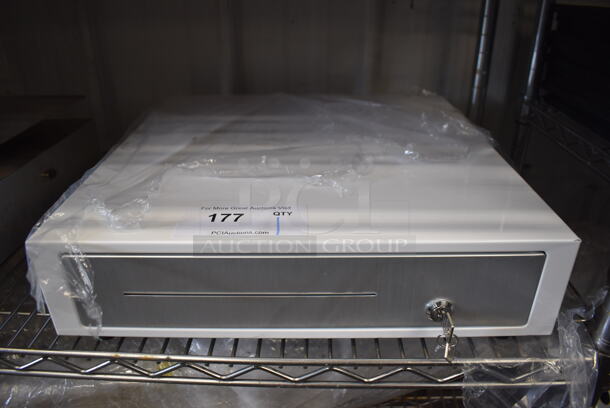 White Metal Cash Drawer. 16.5x16.5x4