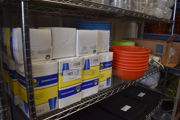 ALL ONE MONEY! Tier Lot of Various Items Including Straws and Poly Colanders - Image 1 of 5
