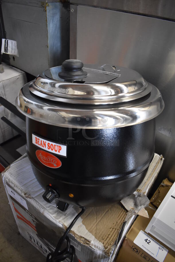 BRAND NEW! Avantco 177S600 Metal Commercial Countertop 14 Qt. Black Soup Kettle Warmer. 120 Volts, 1 Phase. 18x18x12. Tested and Working! - Image 2 of 7