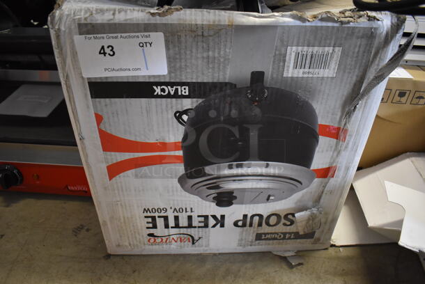 BRAND NEW! Avantco 177S600 Metal Commercial Countertop 14 Qt. Black Soup Kettle Warmer. 120 Volts, 1 Phase. 18x18x12. Tested and Working! - Image 6 of 7