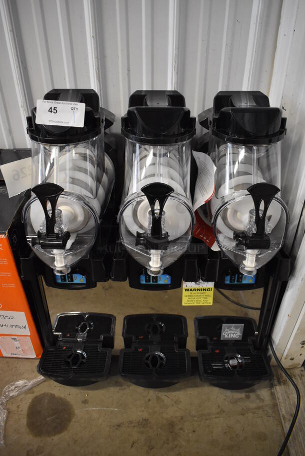 LIKE NEW! Carnival King AURORA 3 Stainless Steel Commercial Countertop Triple 1.6 Gallon Pourover Granita Frozen Beverage Dispenser. Unit Has Only Been Used a Few Times! 120 Volts, 1 Phase. 25x17x30. Tested and Working But Middle Auger Does Not Spin - Image 1 of 7