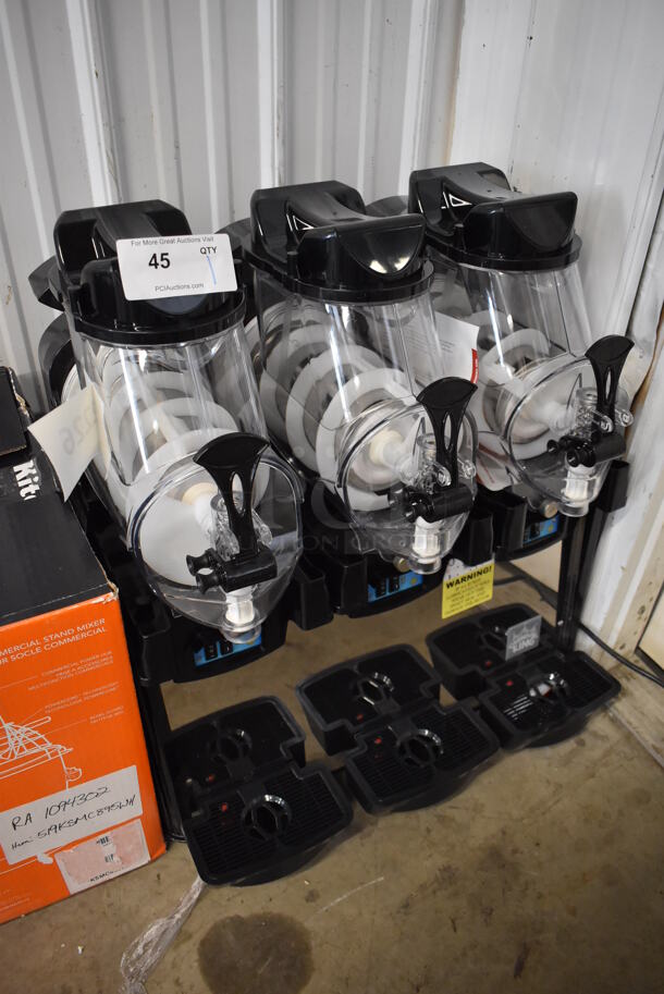 LIKE NEW! Carnival King AURORA 3 Stainless Steel Commercial Countertop Triple 1.6 Gallon Pourover Granita Frozen Beverage Dispenser. Unit Has Only Been Used a Few Times! 120 Volts, 1 Phase. 25x17x30. Tested and Working But Middle Auger Does Not Spin - Image 2 of 7